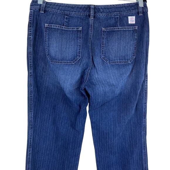 L-Ralph Lauren Sz 10 Y2K Blue Pinstriped Relaxed Wide Leg Jeans Patch Pockets - Picture 4 of 16